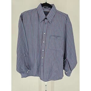 Fridays by Cluett Mens 15.5 32/33 Long Sleeve Button Up Dress Shirt Blue Striped